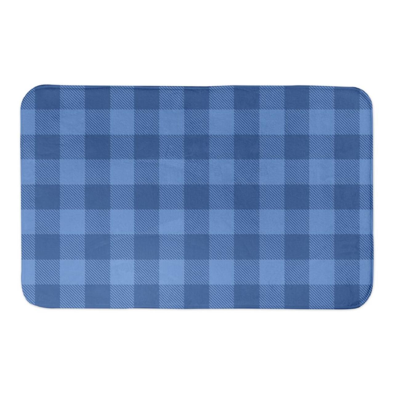 Designs Direct Blue Buffalo Check Bath Mat, 34" x 21"